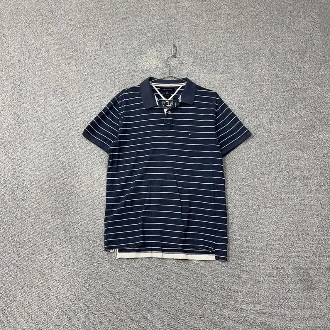 타미힐피거 스트라이프 네이비 로고 반팔 카라티 L/G 상품이미지1