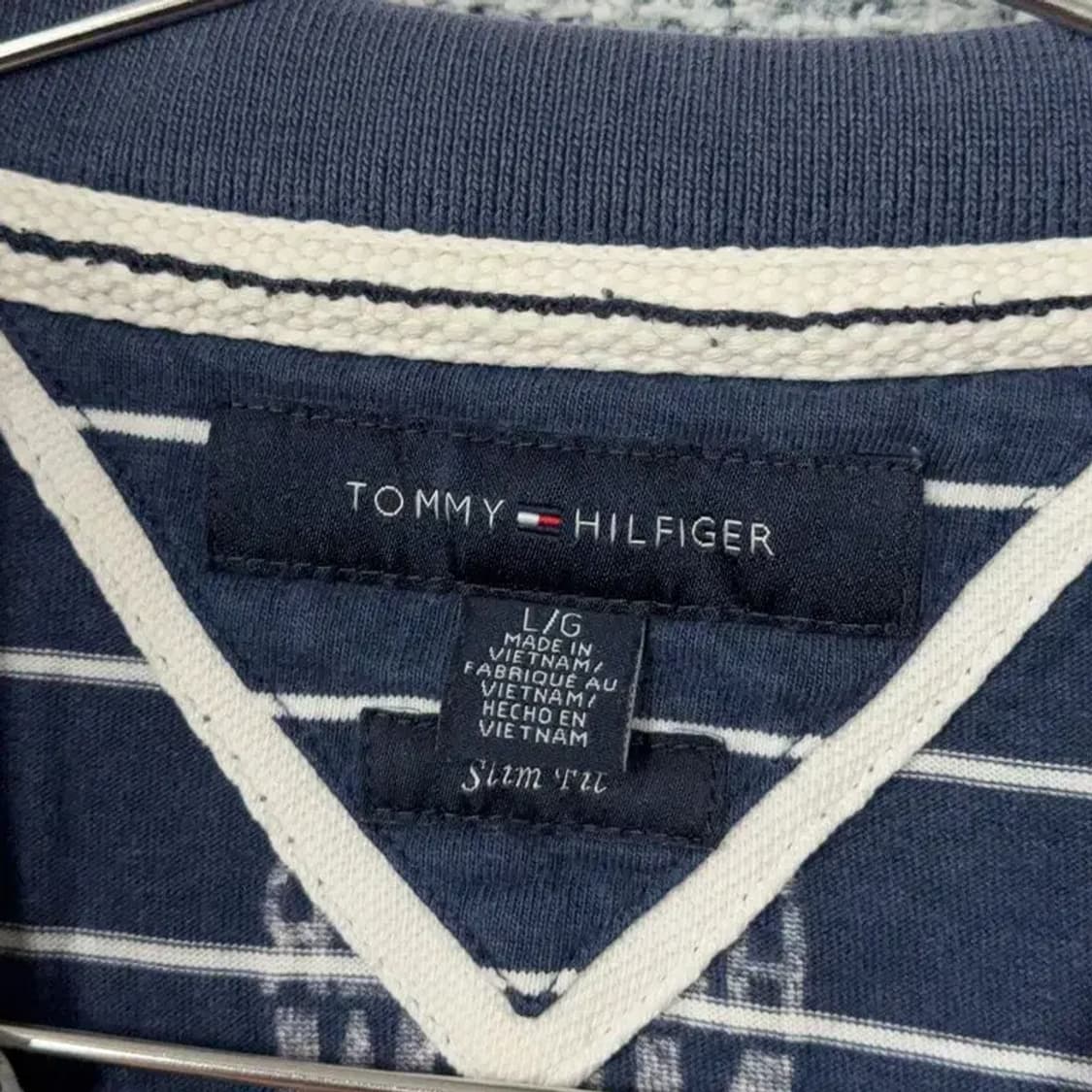 타미힐피거 스트라이프 네이비 로고 반팔 카라티 L/G 상품이미지4