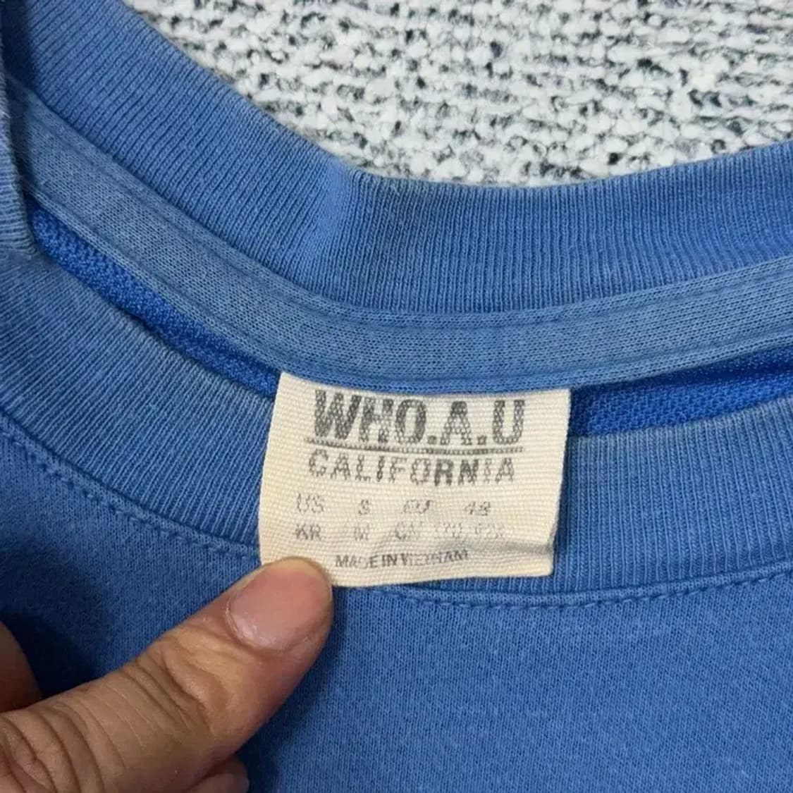 후아유 프린팅 네이비 반팔 티 M 상품이미지3