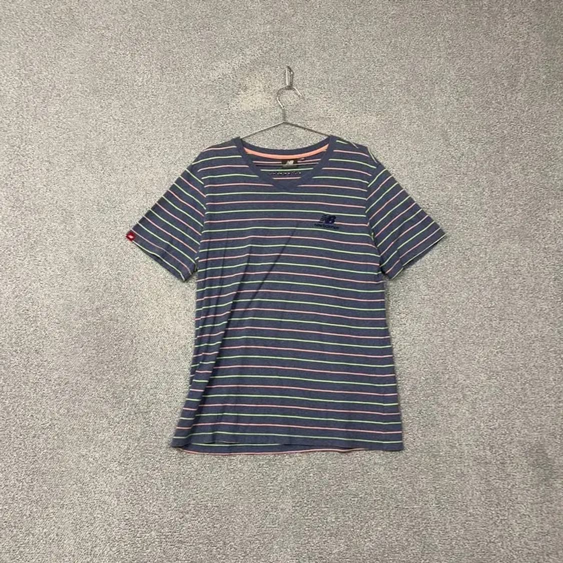 뉴발란스 스트라이프 네이비 반팔 티 105 상품이미지1