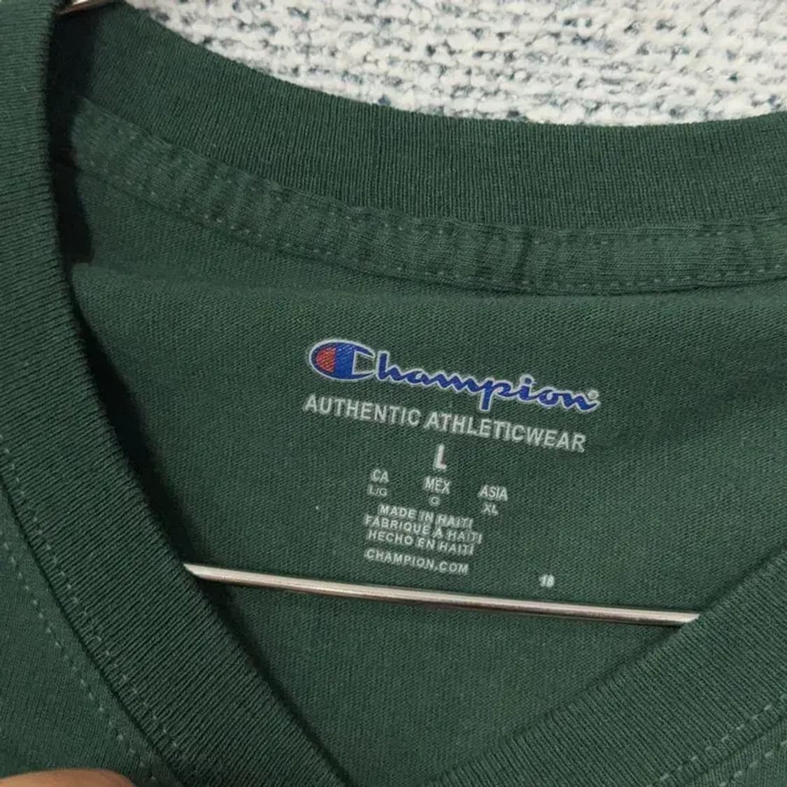 챔피온 그린 무지 반팔 티 L 상품이미지3