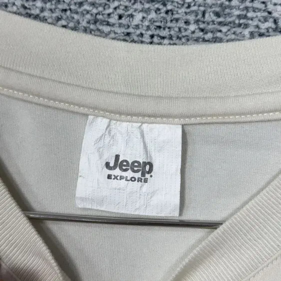 지프 프린팅 크림 반팔 티 M(95) 상품이미지3