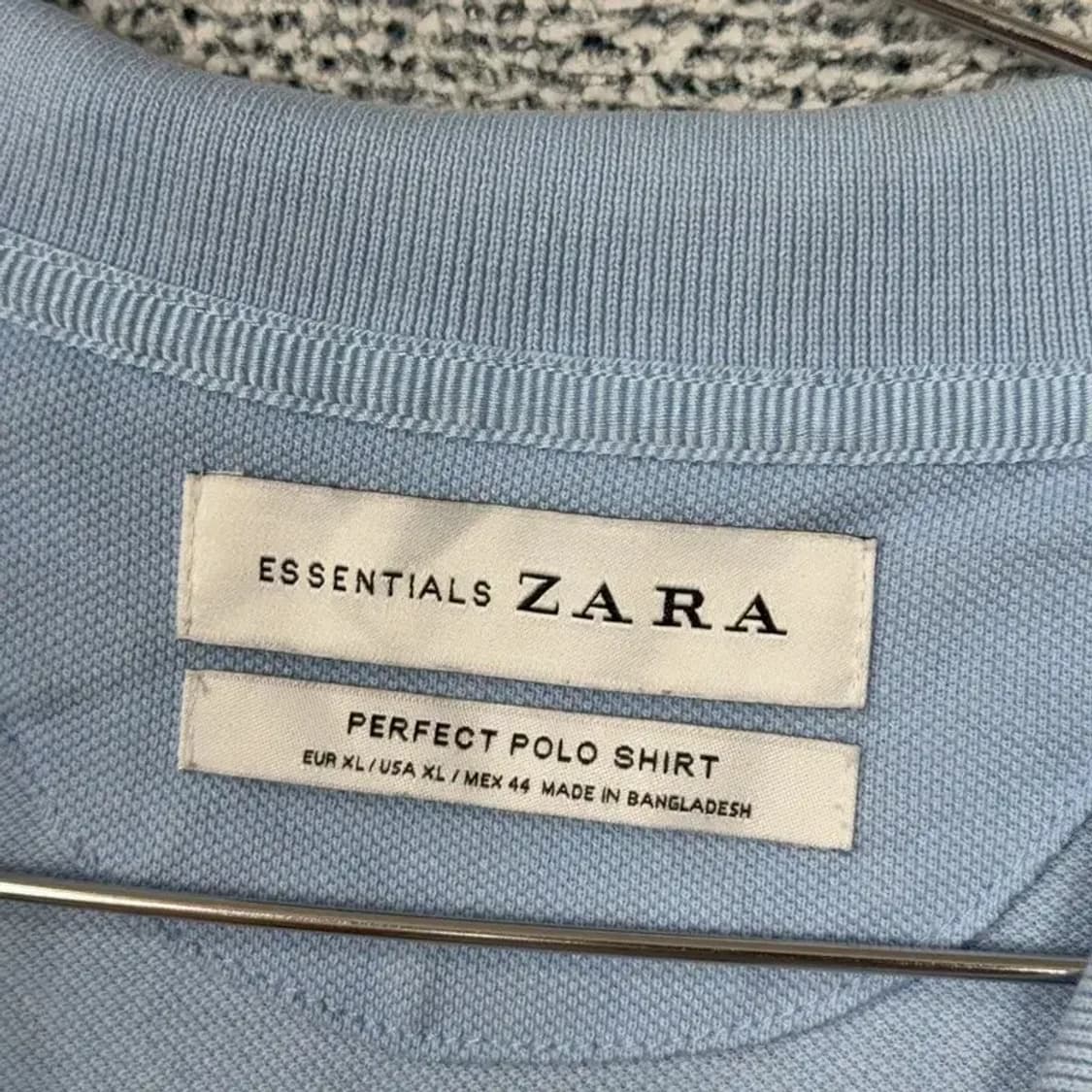 자라 라이트 블루 무지 남성 반팔 카라티 XL 상품이미지3