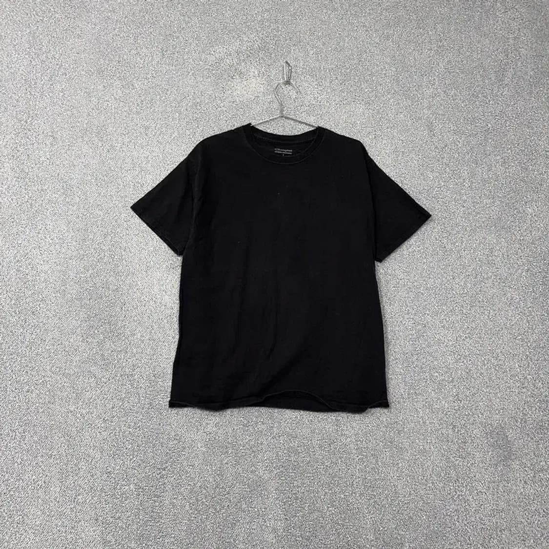 챔피온 블랙 무지 캐주얼 반팔 티 L 상품이미지1