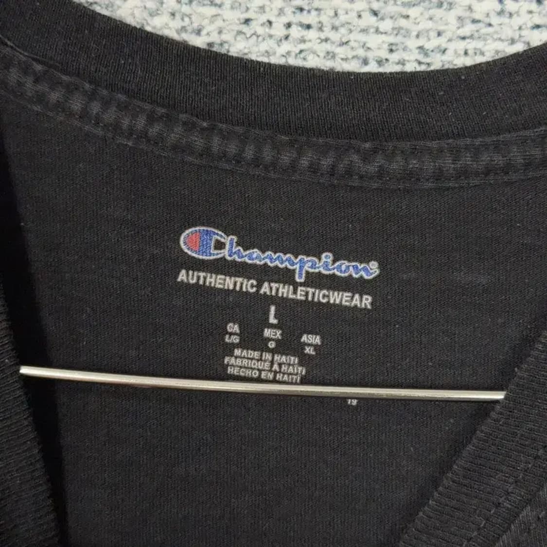 챔피온 블랙 무지 캐주얼 반팔 티 L 상품이미지3