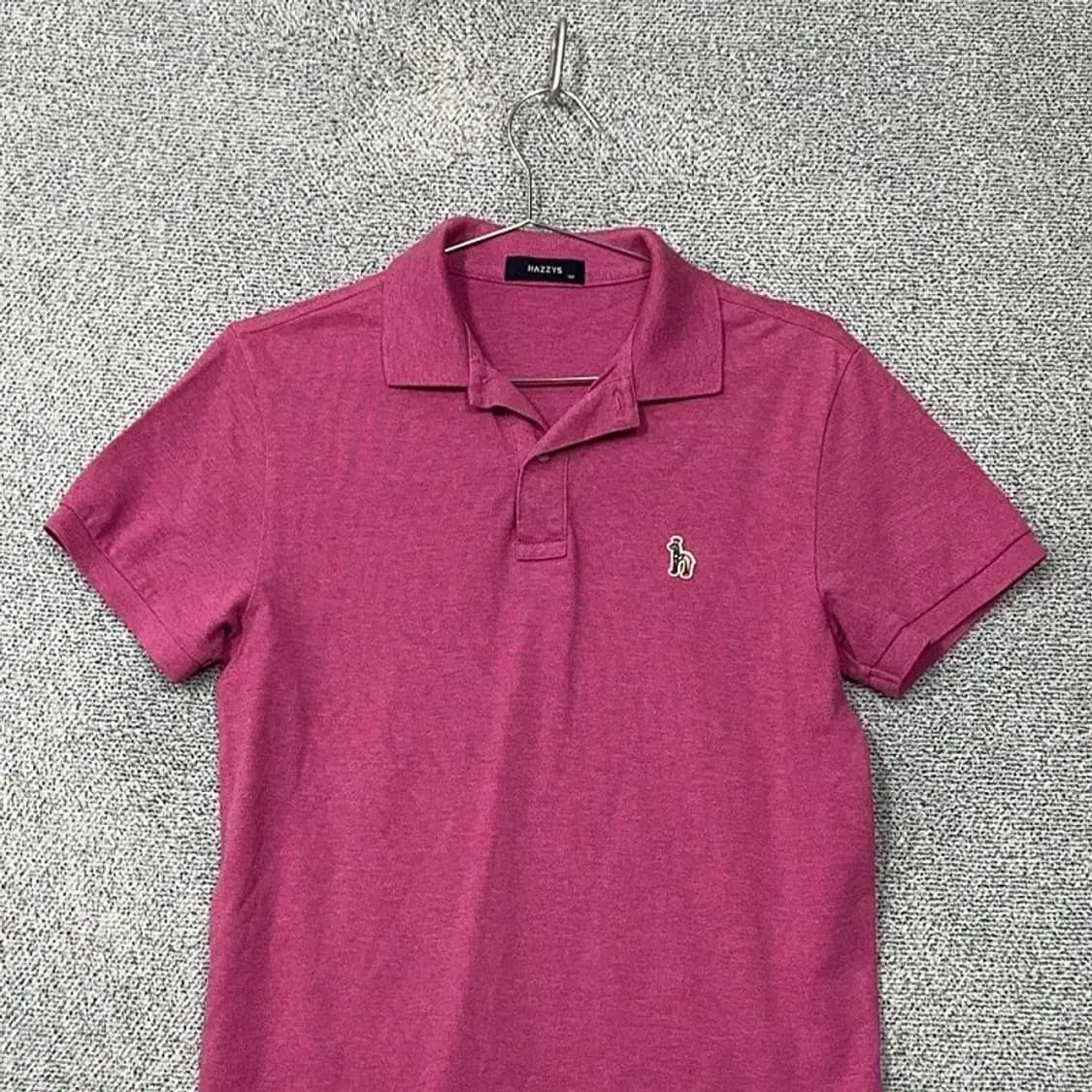 해지스 핑크 로고 캐주얼 반팔 카라티 100 상품이미지3