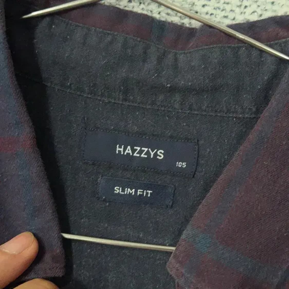 해지스 캐주얼 로고 버건디 체크 셔츠 105 상품이미지3