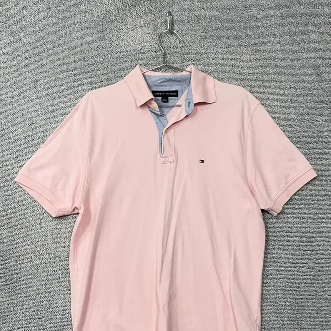 타미힐피거 라이트 핑크 로고 반팔 카라티 M 상품이미지3