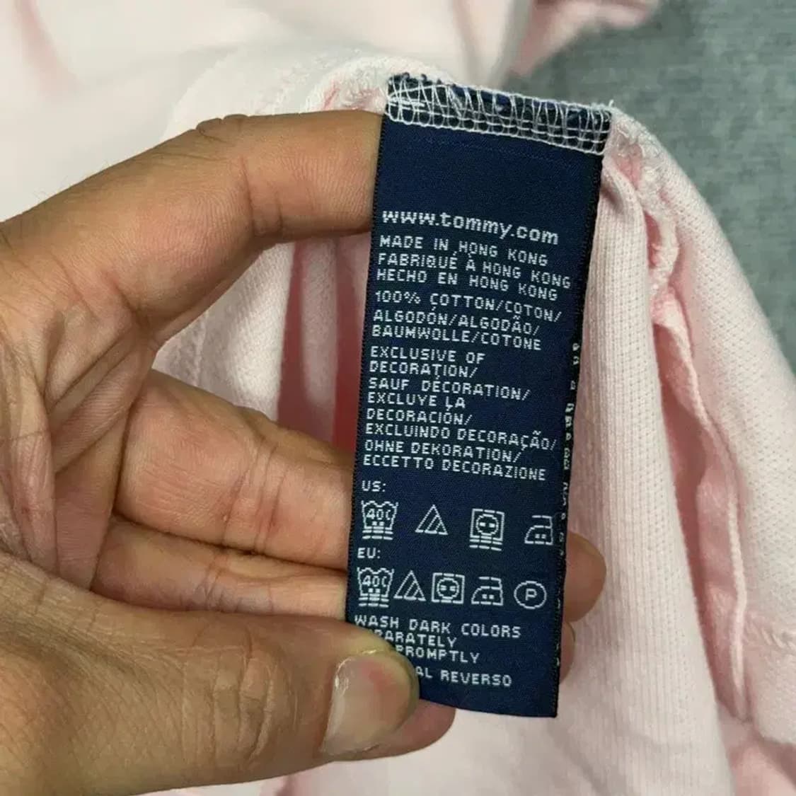 타미힐피거 라이트 핑크 로고 반팔 카라티 M 상품이미지6