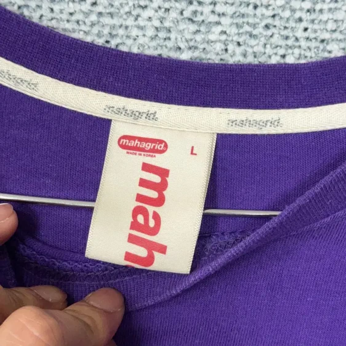 마하그리드 프린팅 퍼플 긴팔 티 L 상품이미지3