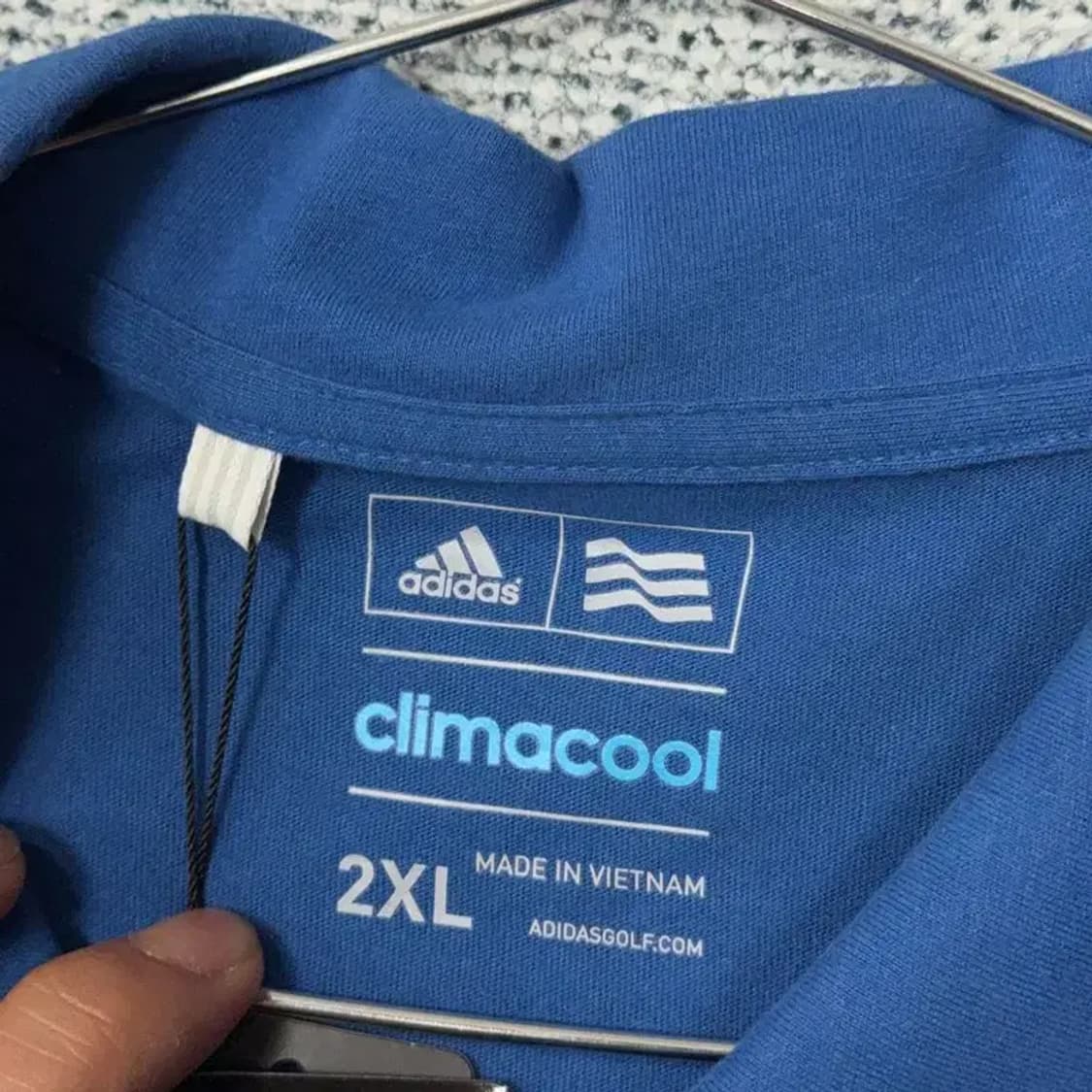 아디다스 블루 로고 기능성 반팔 카라티 2XL 상품이미지3