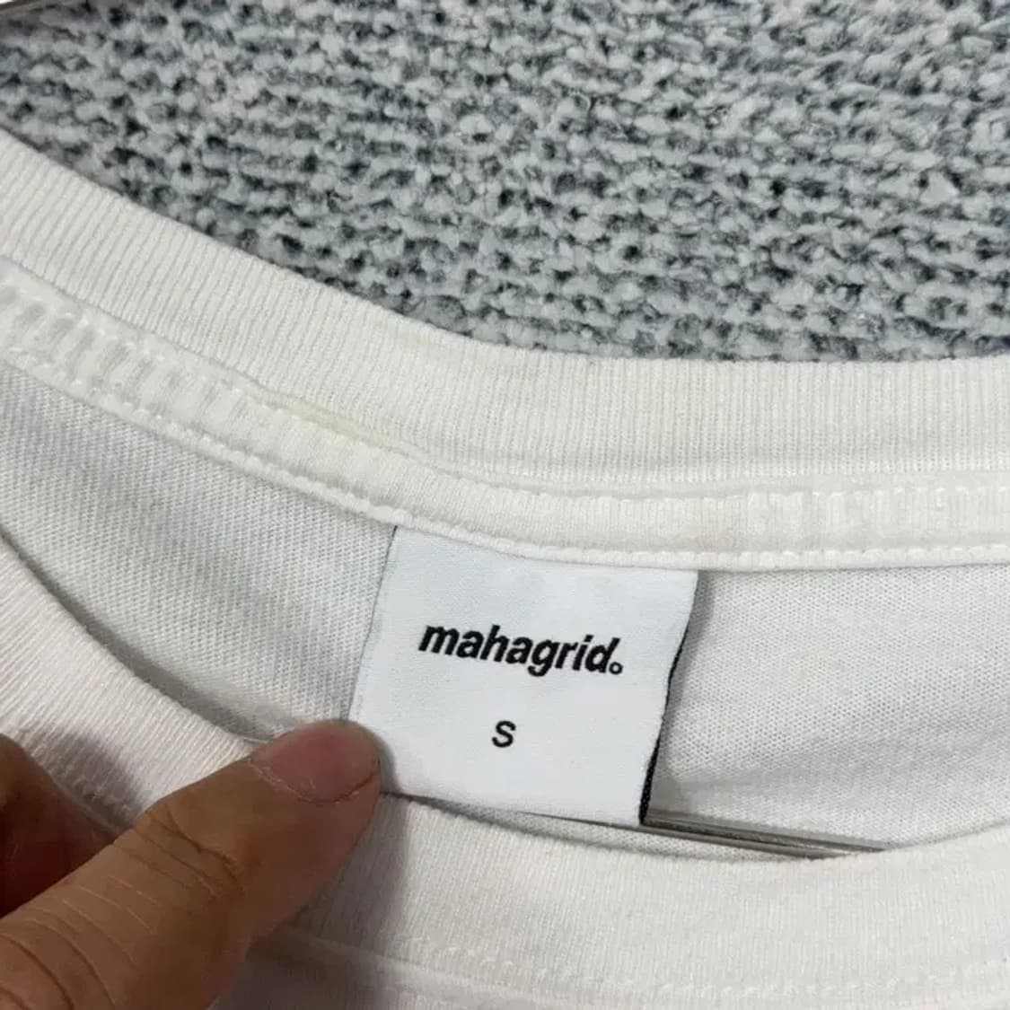 마하그리드 프린팅 화이트 반팔 티 S 상품이미지3