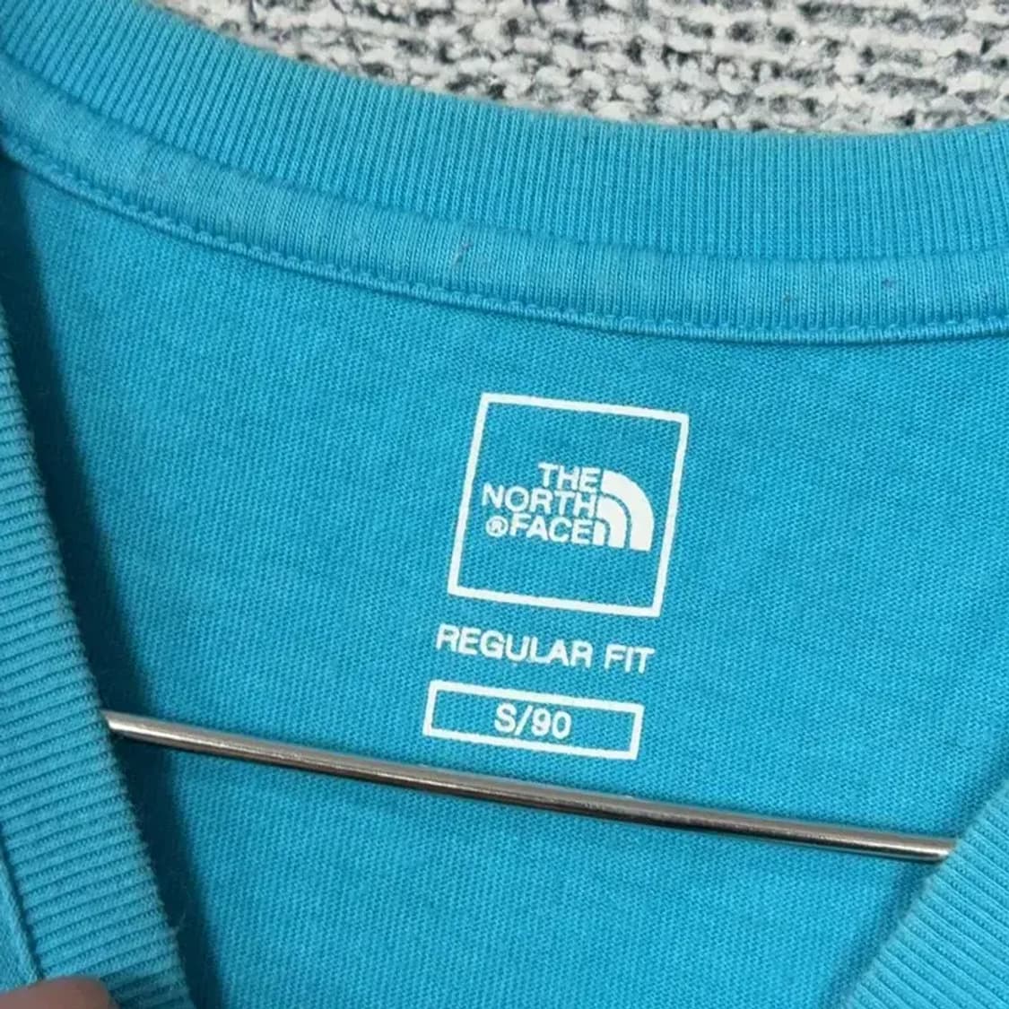 노스페이스 블루 로고 코튼 반팔 티 S/90 상품이미지3