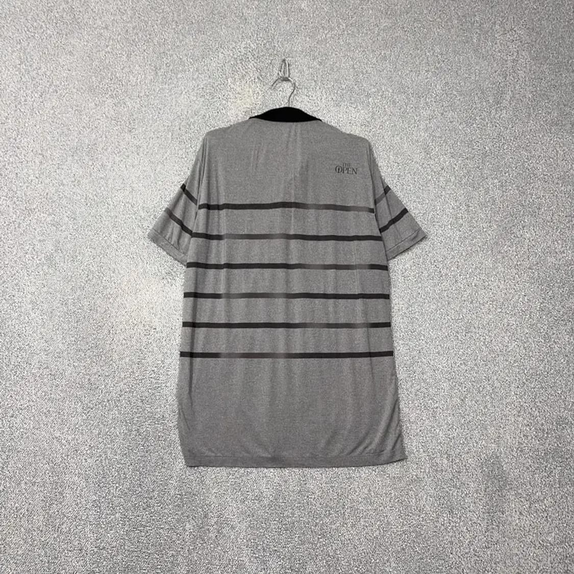 빈폴 스트라이프 라이트 그레이 로고 반팔 카라티 100 상품이미지2