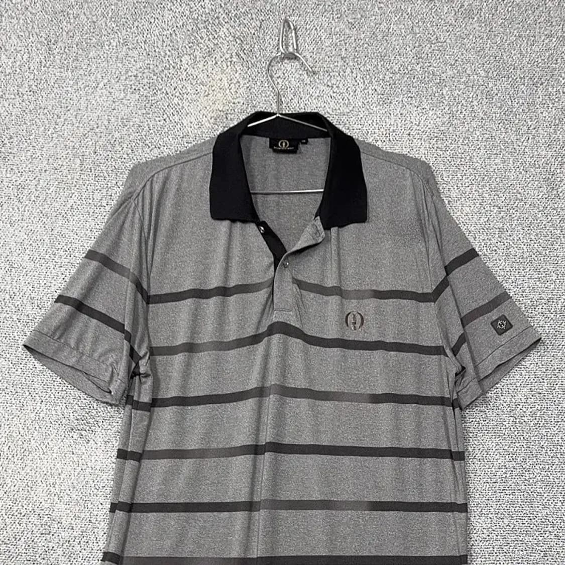 빈폴 스트라이프 라이트 그레이 로고 반팔 카라티 100 상품이미지3