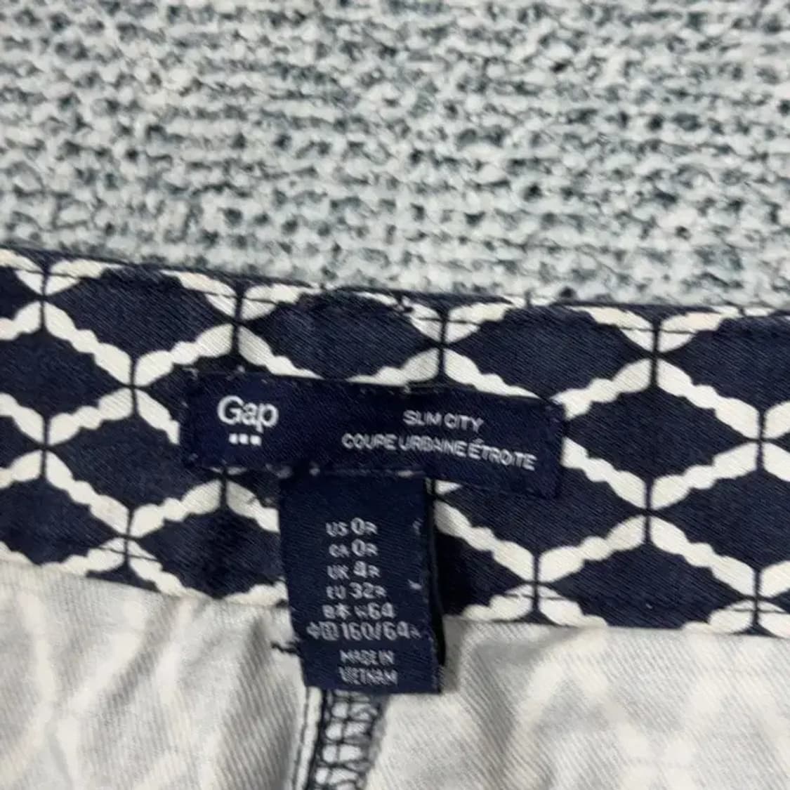 갭 네이비 패턴 체크 여성 면 바지 28 상품이미지5