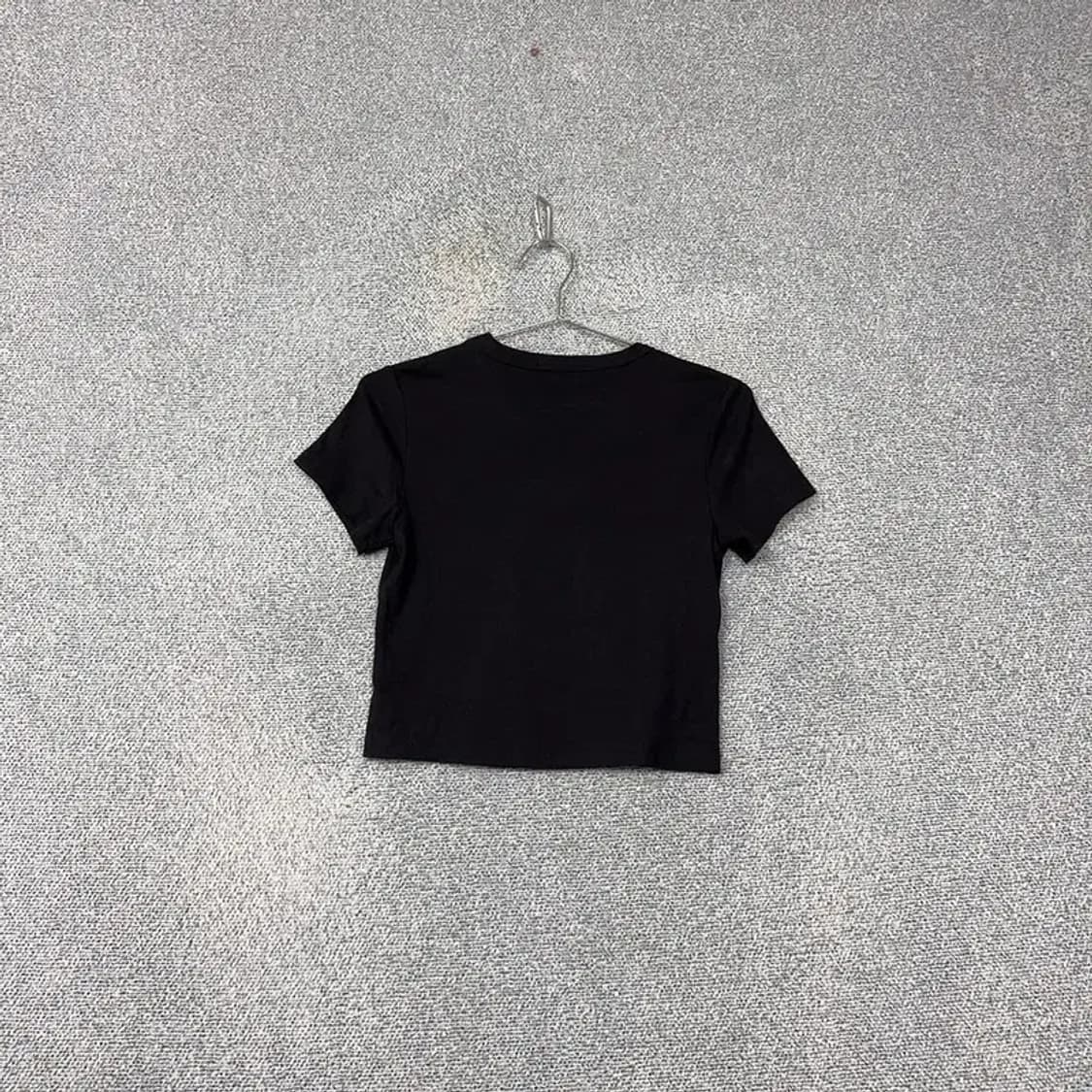 미쏘 블랙 무지 레이온 크롭 반팔 티 S 상품이미지2