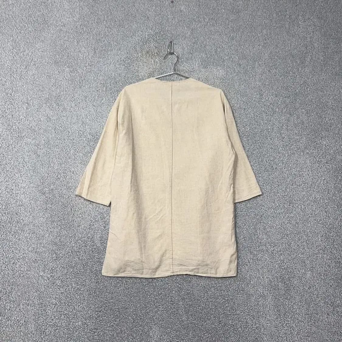 자라 오트밀 빈티지 브이넥 절개 반팔 원피스 S 상품이미지2