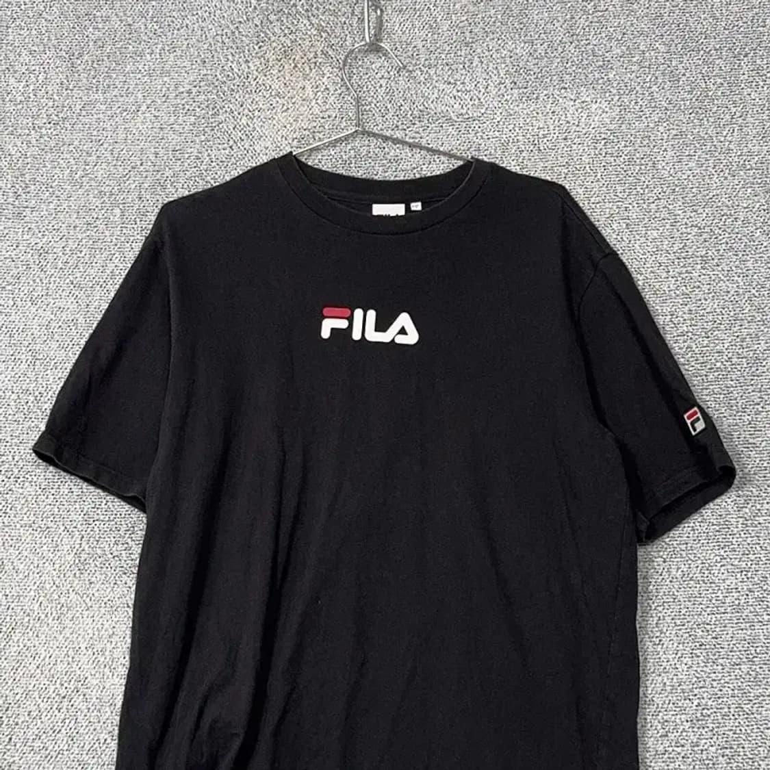 휠라 스펠 로고 블랙 반팔 티 MEDIUM 상품이미지3