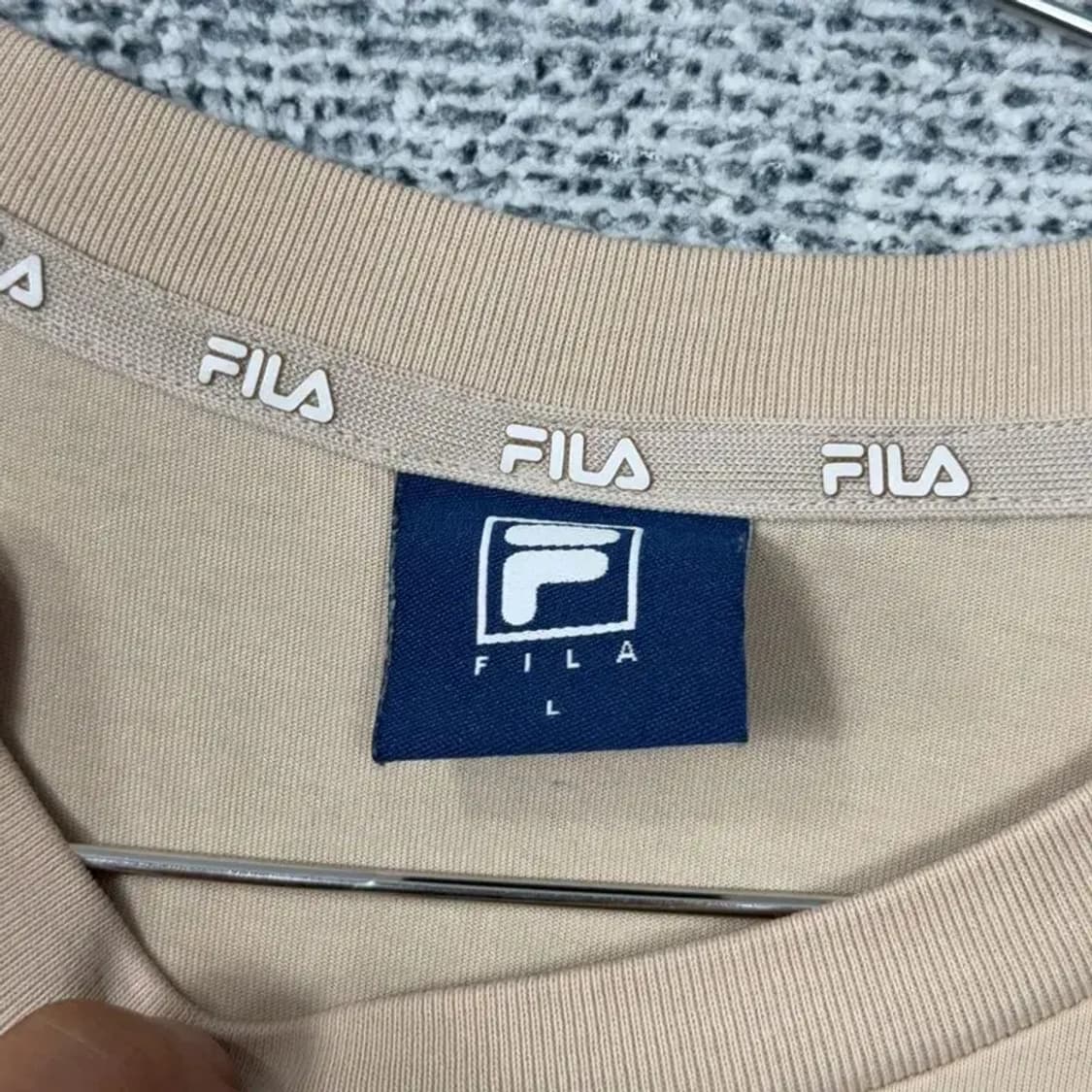 휠라 프린팅 베이지 로고 반팔 티 L 상품이미지3