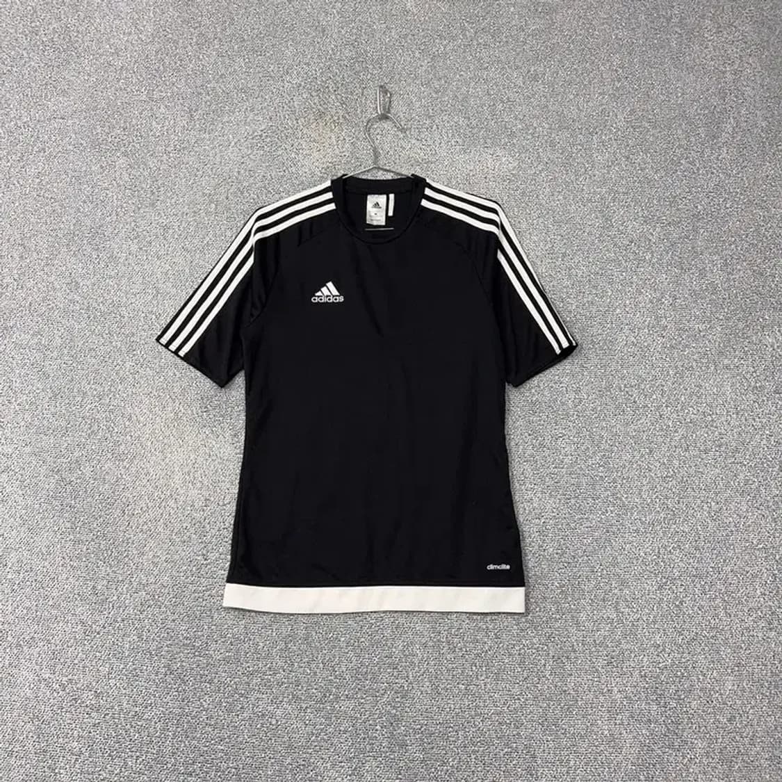 아디다스 블랙 로고 삼선 기능성 반팔 티 M 상품이미지1