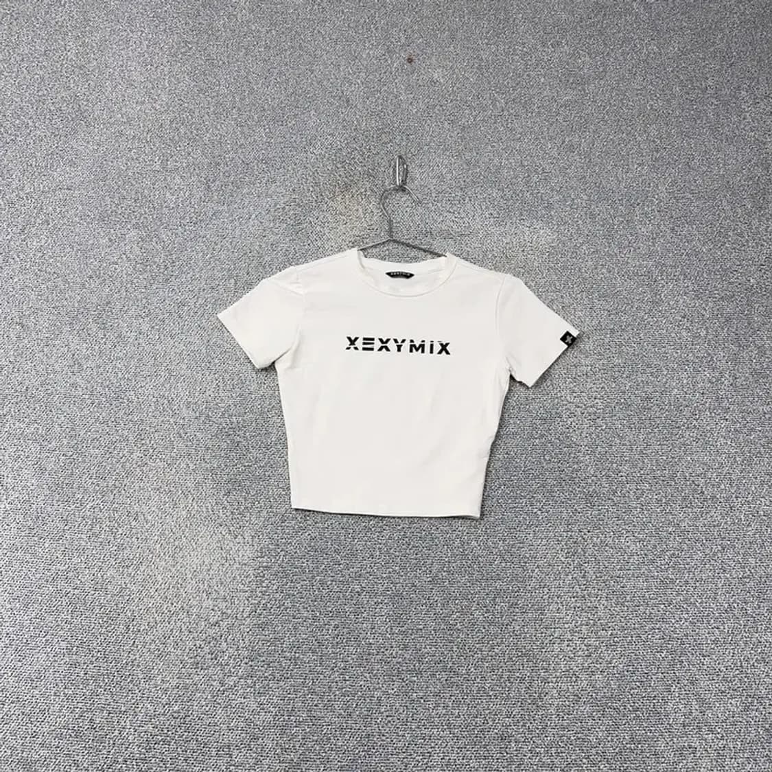 젝시믹스 프린팅 화이트 기능성 크롭 반팔 티 S 상품이미지1