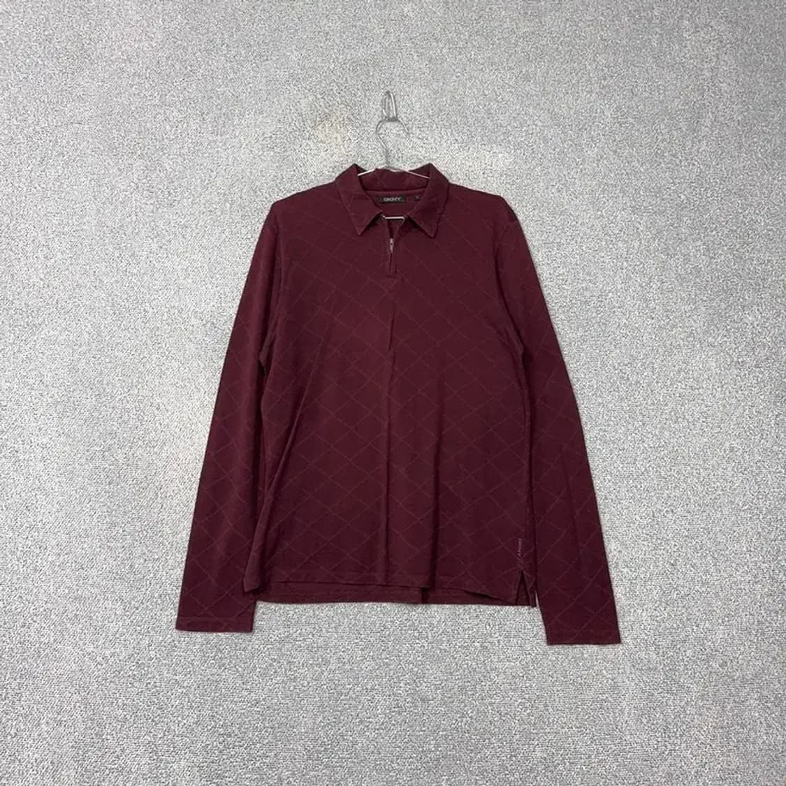 DKNY 체크 와인 긴팔 카라티 M 상품이미지1