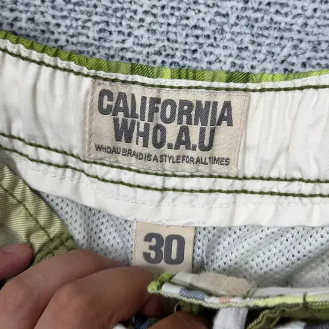 후아유 빈티지 체크 카키 반바지 30 상품이미지5