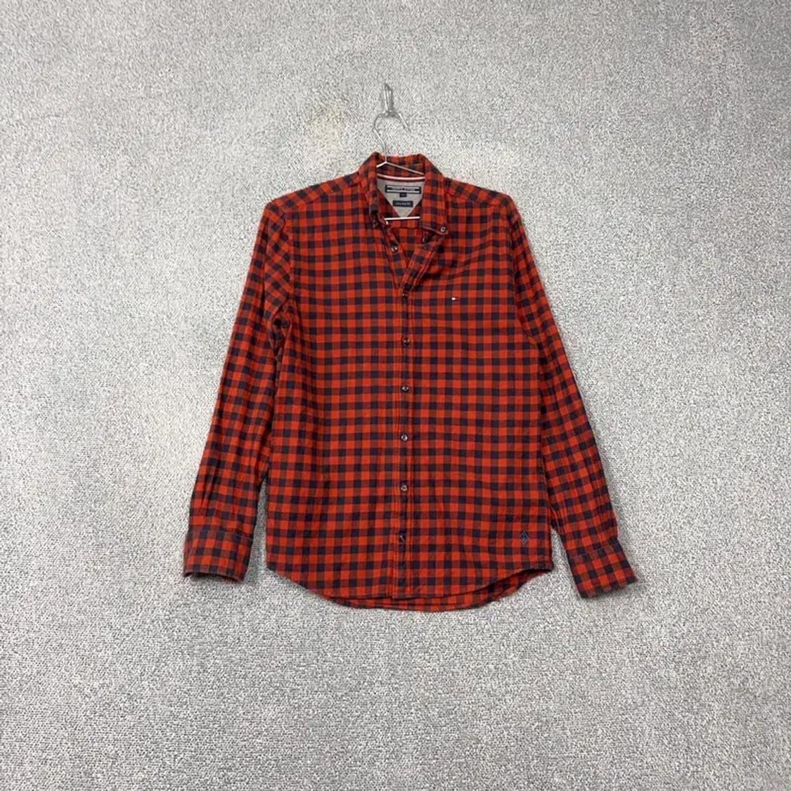 타미힐피거 빈티지 오렌지 체크 셔츠 XS 상품이미지1