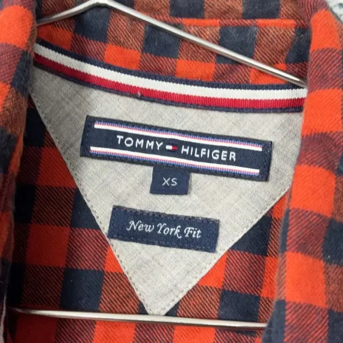 타미힐피거 빈티지 오렌지 체크 셔츠 XS 상품이미지3