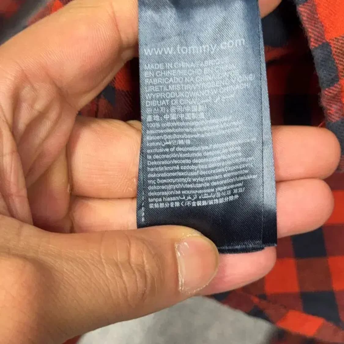 타미힐피거 빈티지 오렌지 체크 셔츠 XS 상품이미지4