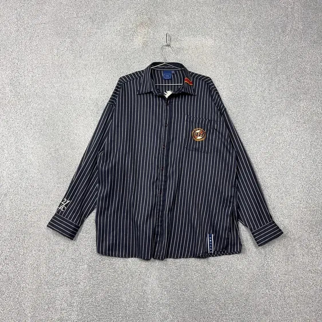 로맨틱크라운 로고 스트라이프 네이비 셔츠 L 상품이미지1