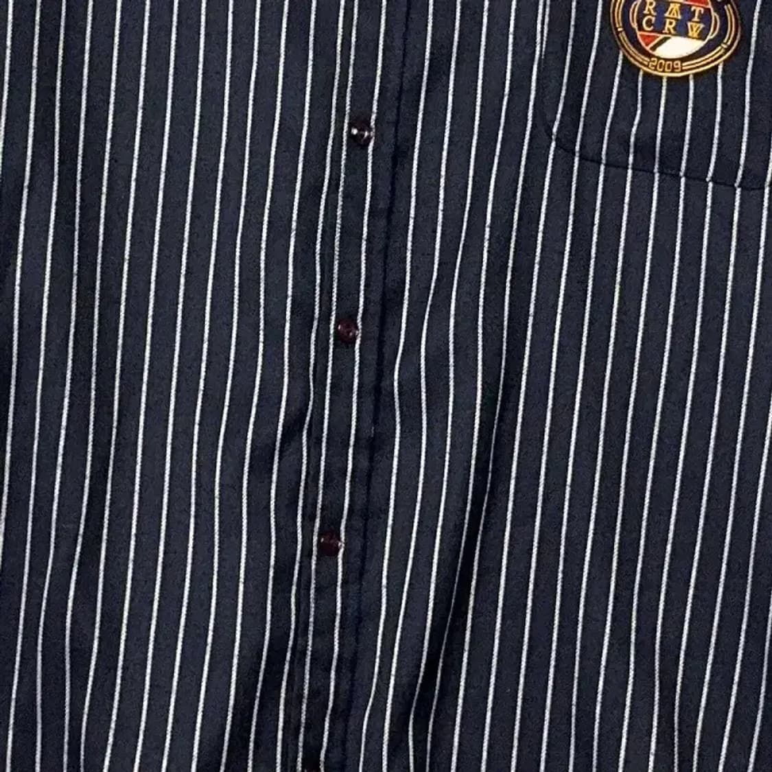 로맨틱크라운 로고 스트라이프 네이비 셔츠 L 상품이미지4