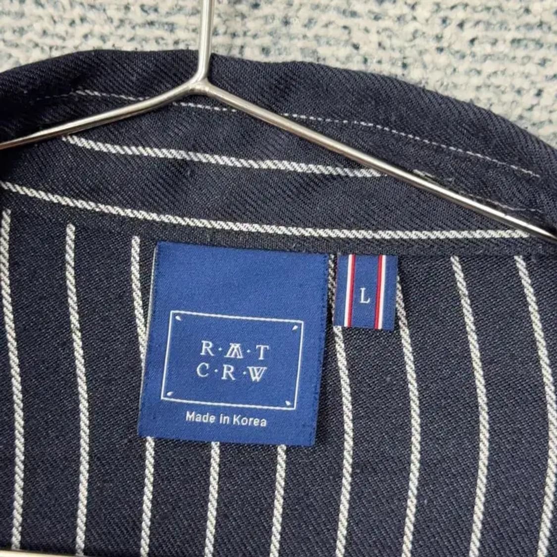 로맨틱크라운 로고 스트라이프 네이비 셔츠 L 상품이미지5