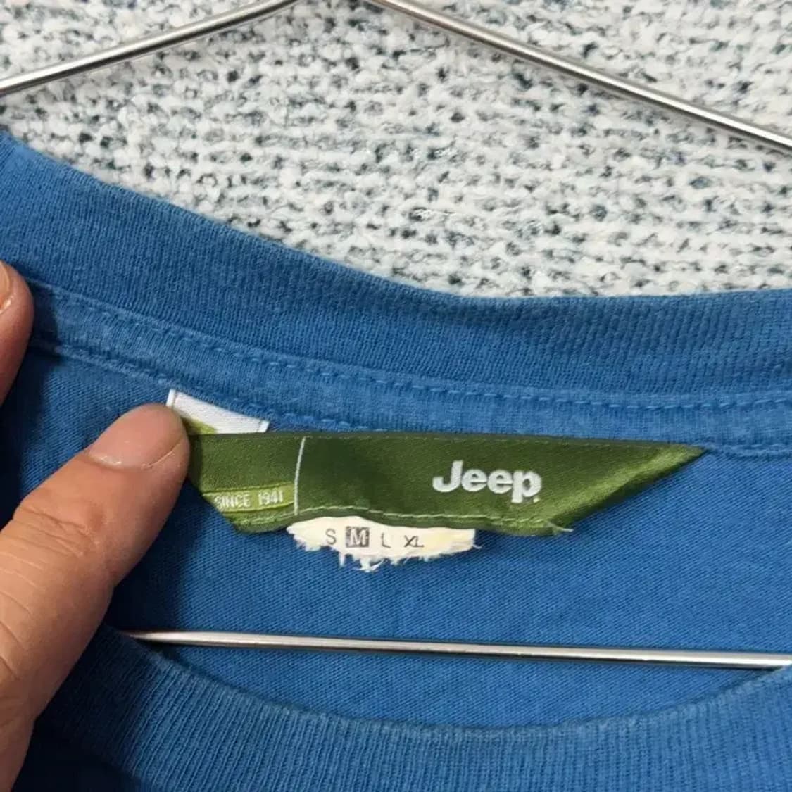 지프 프린팅 블루 반팔 티 M 상품이미지3