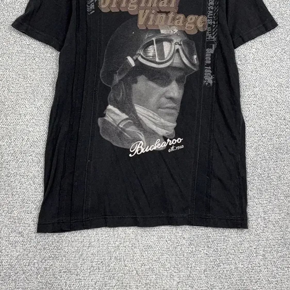버커루 빈티지 프린팅 블랙 반팔 티 L 상품이미지4