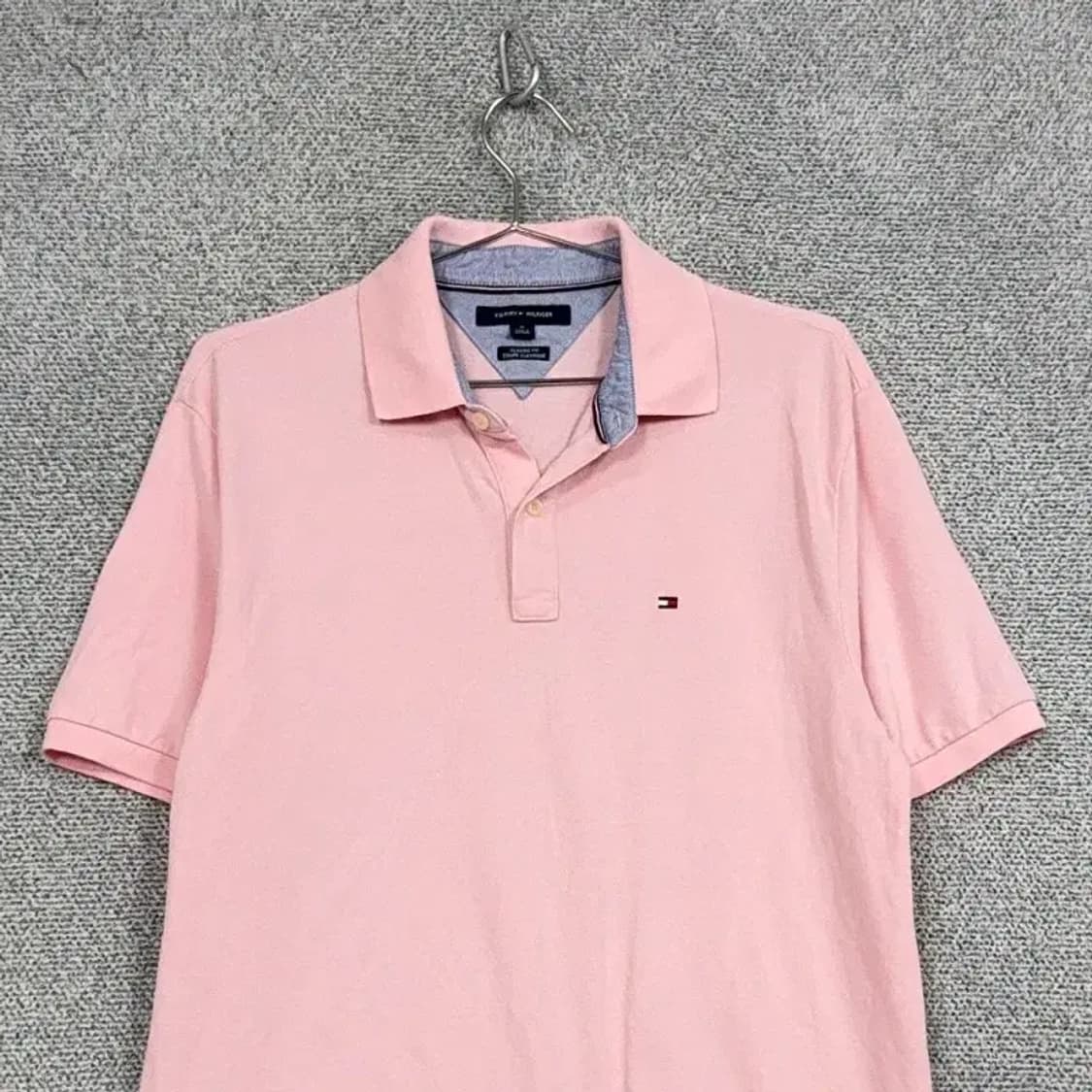 타미힐피거 라이트 핑크 로고 반팔 카라티 M 상품이미지3
