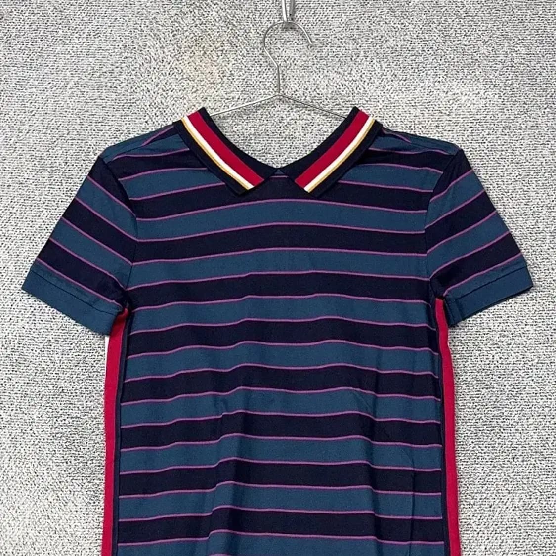 라코스테 스트라이프 네이비 반팔 카라 원피스 90 상품이미지3