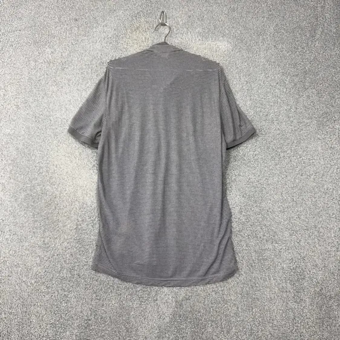 핑 스트라이프 그레이 로고 기능성 반팔 카라티 100 상품이미지2