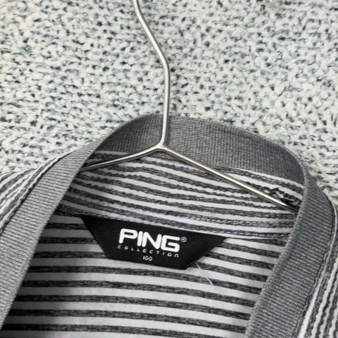 핑 스트라이프 그레이 로고 기능성 반팔 카라티 100 상품이미지5