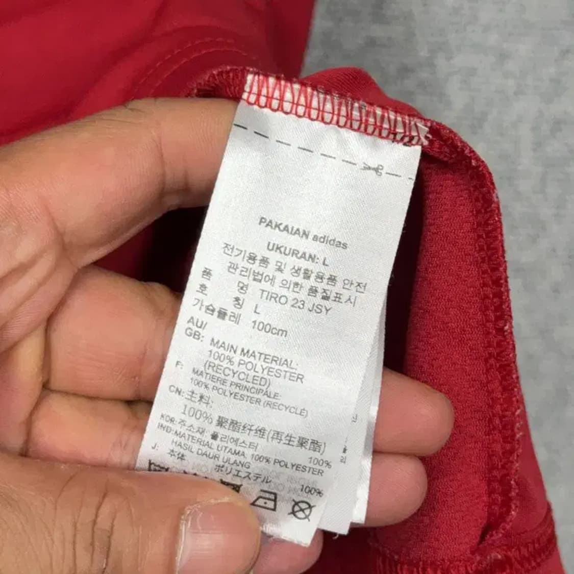 아디다스 레드 로고 삼선 기능성 반팔 티 L 상품이미지4