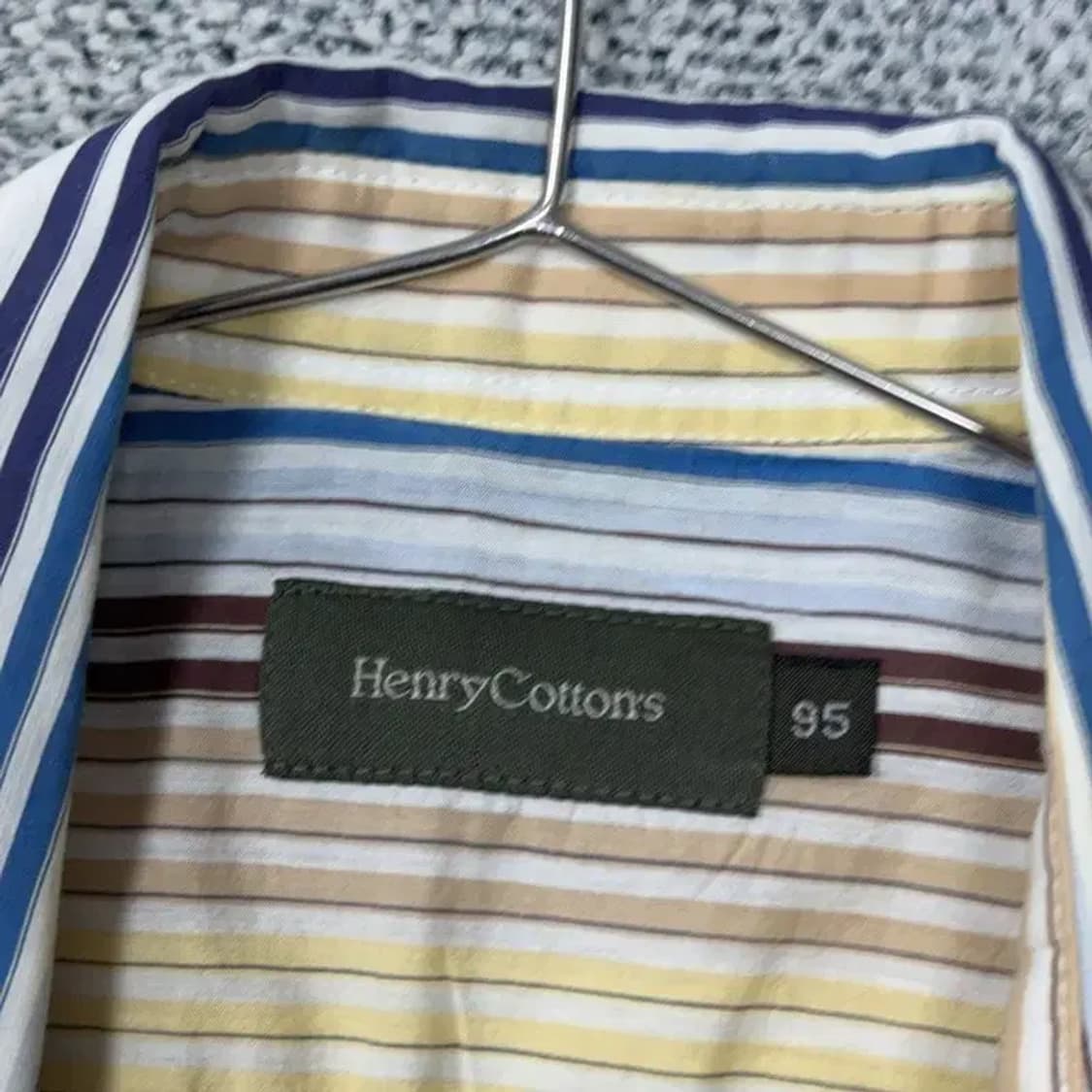 헨리코튼 빈티지 스트라이프 옐로우 반팔 셔츠 95 상품이미지5