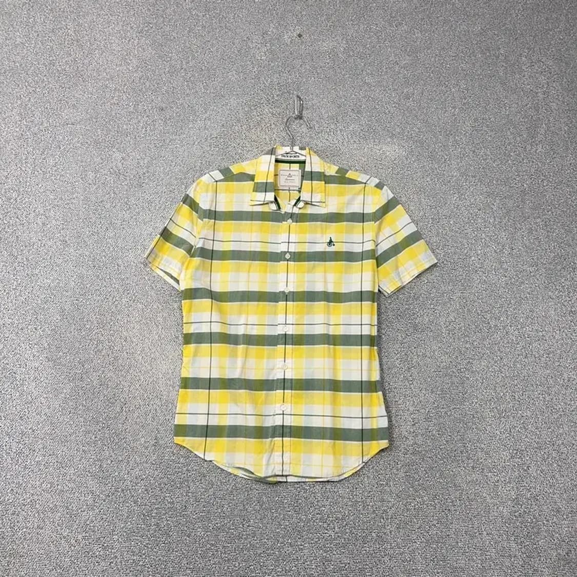 빈폴 체크 옐로우 로고 반팔 셔츠 95 상품이미지1