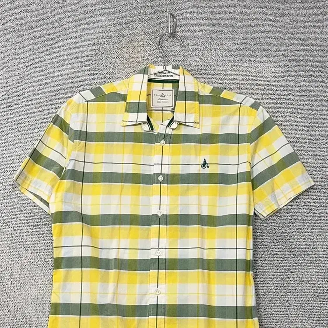 빈폴 체크 옐로우 로고 반팔 셔츠 95 상품이미지3