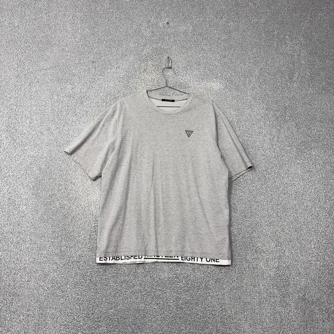 게스 라이트 그레이 로고 오버핏 반팔 티 XL 상품이미지1