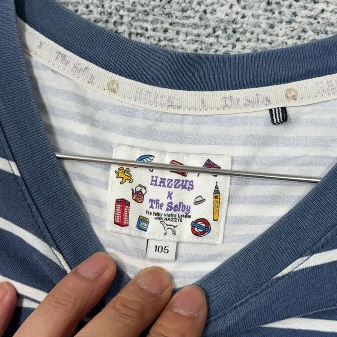 해지스 스트라이프 네이비 반팔 티 105 상품이미지3