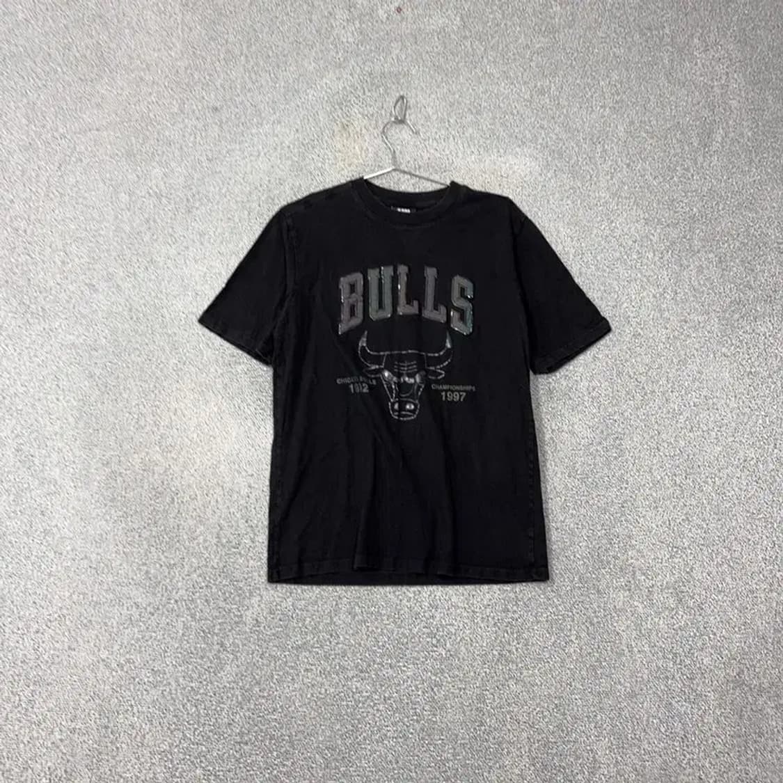 NBA 시카고 불스 프린팅 블랙 반팔 티 M 상품이미지1