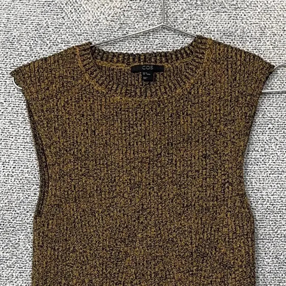 코스 브라운 배색 롱 니트 조끼 M 상품이미지3