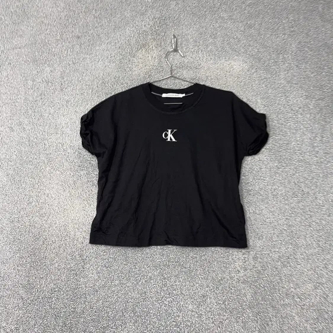 캘빈클라인 센터 로고 여성 블랙 반팔 티 S 상품이미지1