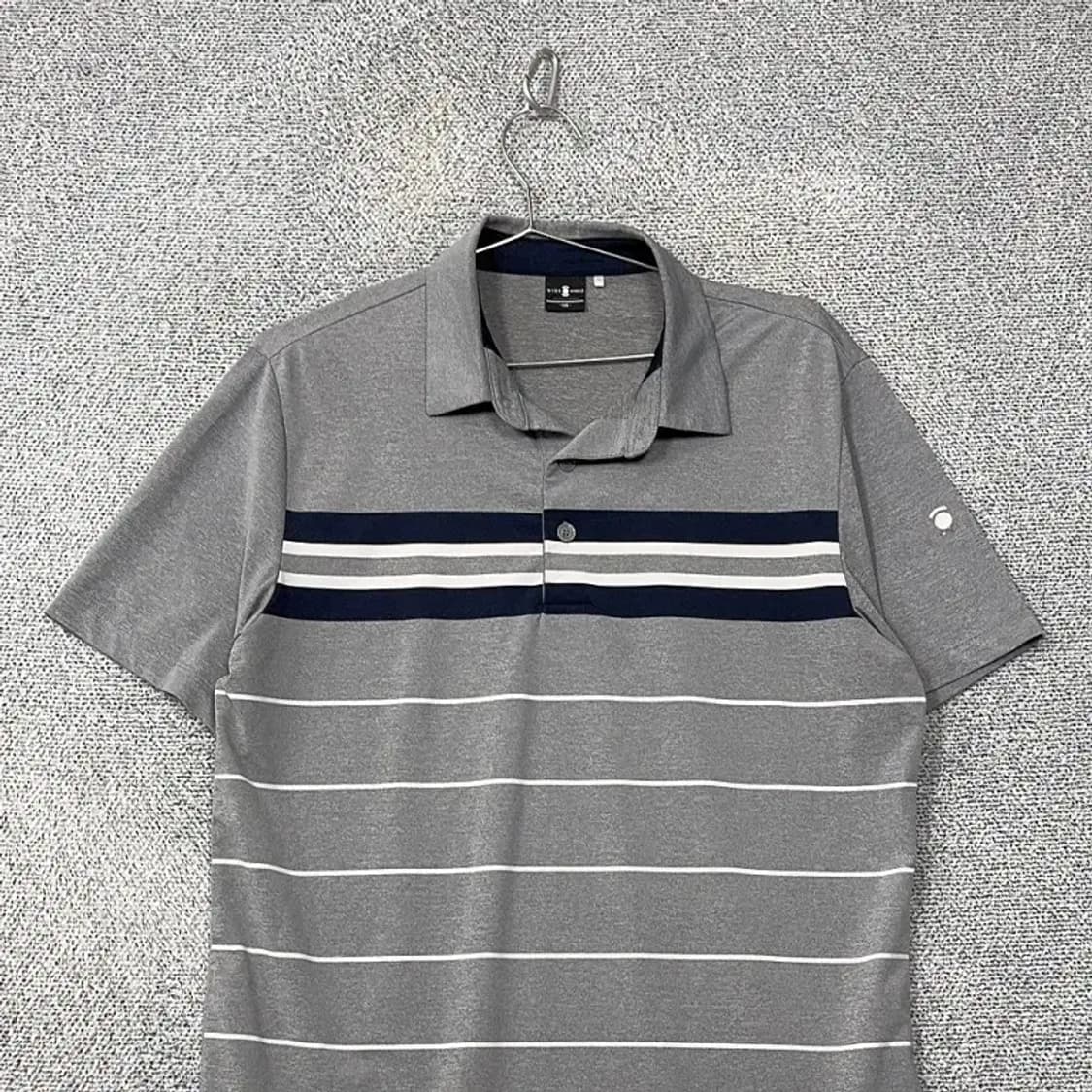 와이드앵글 스트라이프 라이트 그레이 골프 기능성 반팔 카라티 105 상품이미지3